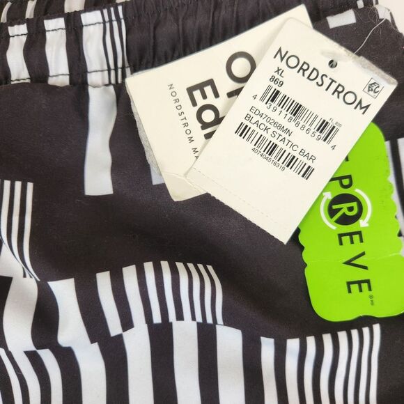 NEW Nordstrom Open Edit Black Static Bar Drawstring Waistline Board Shorts XL - Picture 3 of 5